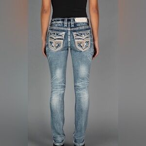 Rock Revival NWOT Light Blue Skinny Jeans with Embroidered Back Pockets Sz 25